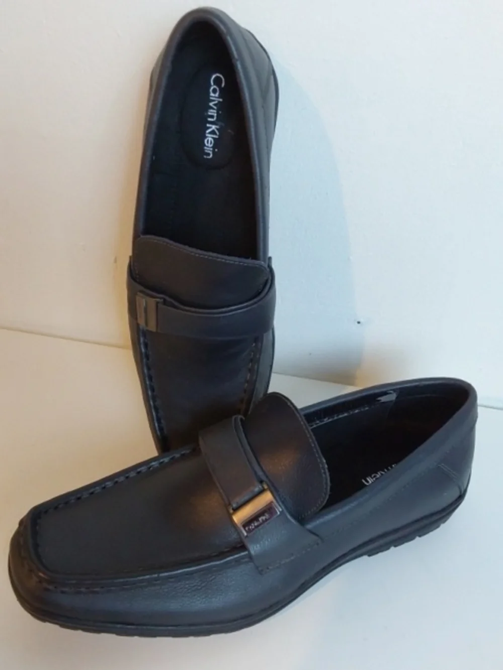 Calvin Klein| Men's Black Leather Quinlan Driving Loafers Mocs Luxe Sz.9.5